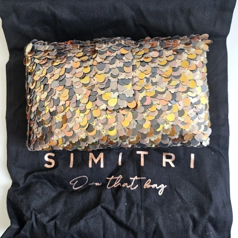 New Simitri Sequin Embellished Metallic Disco Convertible Clutch/Handbag NWT